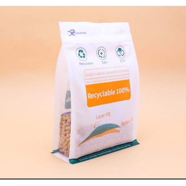 Bolsas de plástico reciclables de ocho lados de fondo plano Bolsa de plástico reciclado Bolsa de cremallera