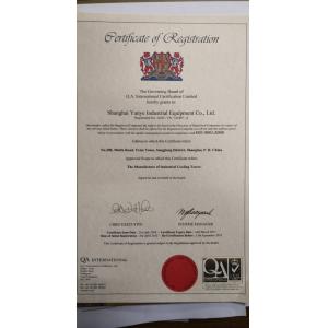 SHANGHAI YANYE INDUSTRIAL EQUIPMENT CO.,LTD Certifications