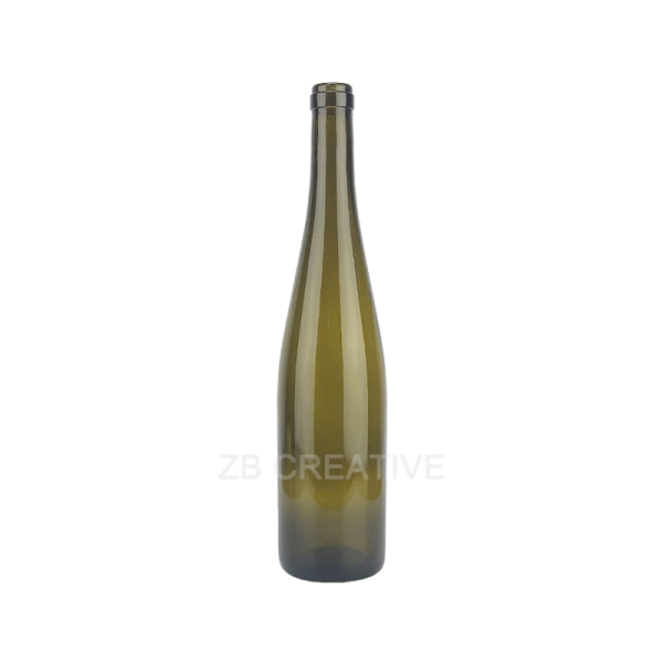Rhine Glass Wine Bottles 750ml Antique Green Slender Cork Closure Riesling 542g 5716K-1