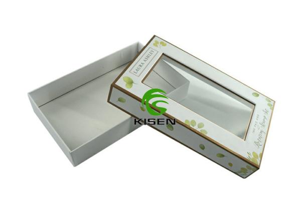 Custom White Cardboard Jewelry Boxes , Hard Cardboard Gift Boxes With Clear Window Lid