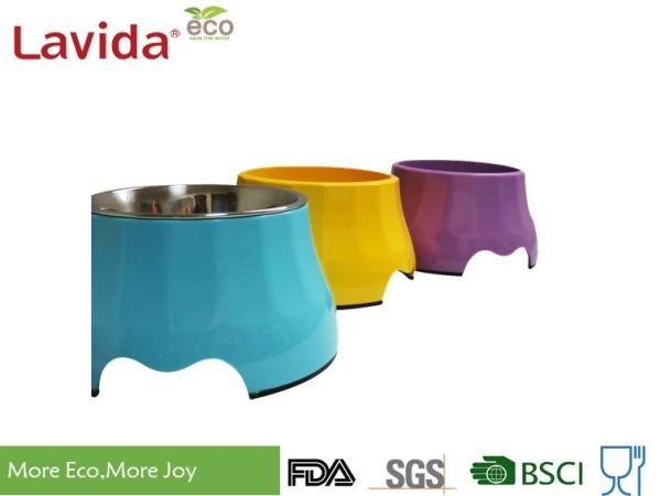 High End Latest Design Melamine Pet Bowl , Round Shape Stainless Steel Pet Bowls