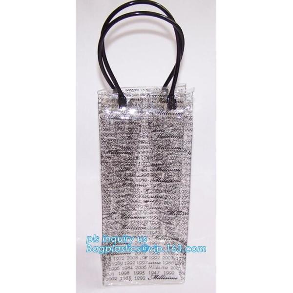 Wine Chiller, Wine Cooler Plastic bag, PVC Wine Cooler Bag, Refillable Travel Plastic Pvc Bottle Ice Tote Red Wine Coole