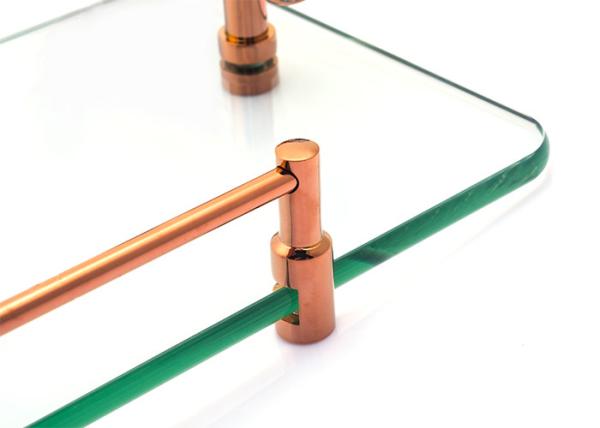 Liga de zinco e acessório de banheiro de cristal prateleira de vidro única placa de ouro rosa