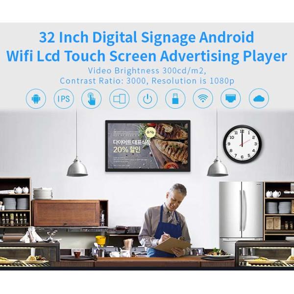 Касание WiFi крытой поддержки вращения экрана Signage цифров планшета андроида чувствительное