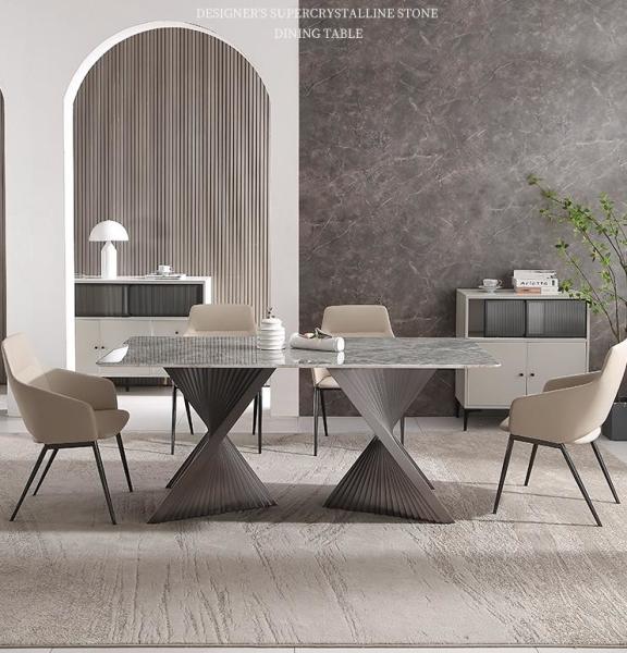 Mesa de jantar moderna de Art Natural Marble Metal Base da mobília superior do restaurante do hotel