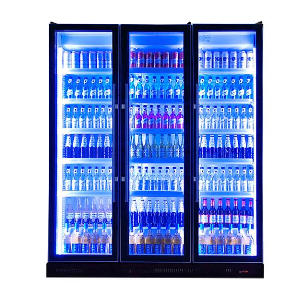 Commercial Multiple LED Lights Three Glass Doors Beverage/Alcohol Refrigeration Display Freezer