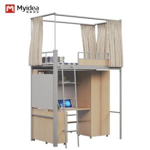 A cama do apartamento de estudantes moderna com cortina de cama e super