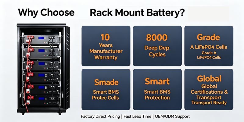 5120Wh Rack‑Mount Solar Battery 48V 100Ah, Max 15 Units Parallel Expandable Energy Storage
