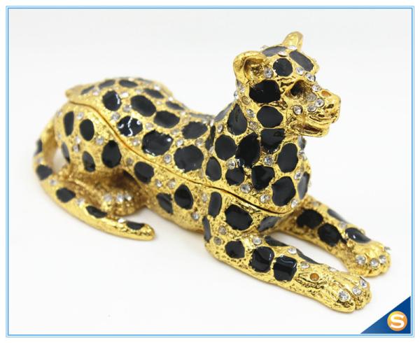 Wholesale Spot Leopard Shape Trinket Box Crystal Metal Trinket Box SCJ294