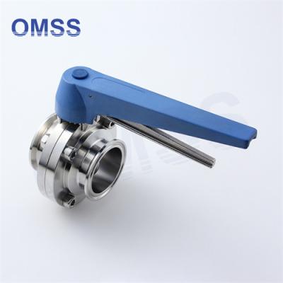 Válvula de borboleta de flange de aço inoxidável 0,5 -12 3A SMS DIN Tri Clover de grau alimentar com gatilho