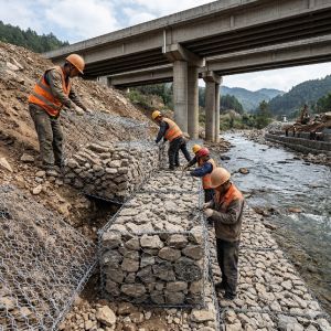 Pvc Coated Gabion Wire Mesh Roll Rockfall Protection Netting For Riverbank Protection