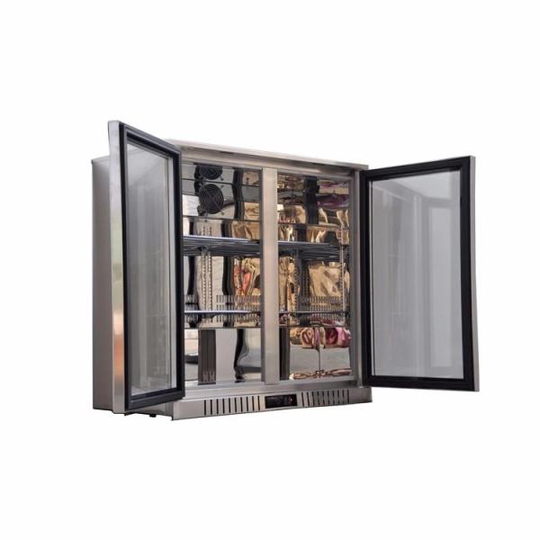 198L Double Doors Stainless Steel Back Bar Cooler Auto Defrost Type With Easy Cleaning Gasket