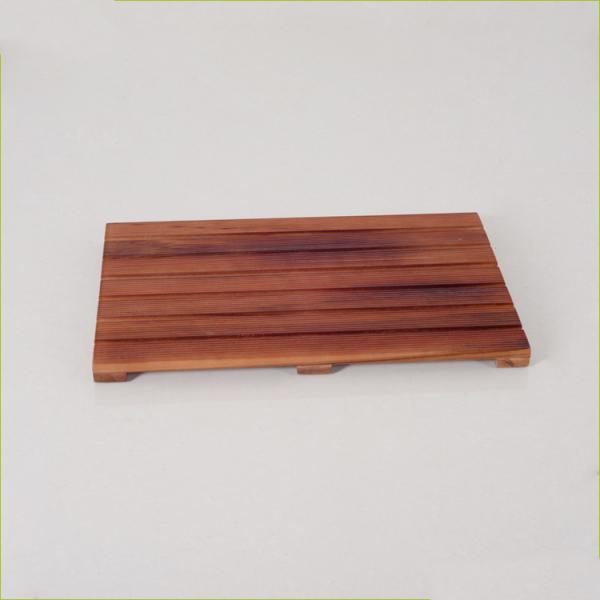Household Rectangle Brown 53cm Length Teak Wood Bath Mat