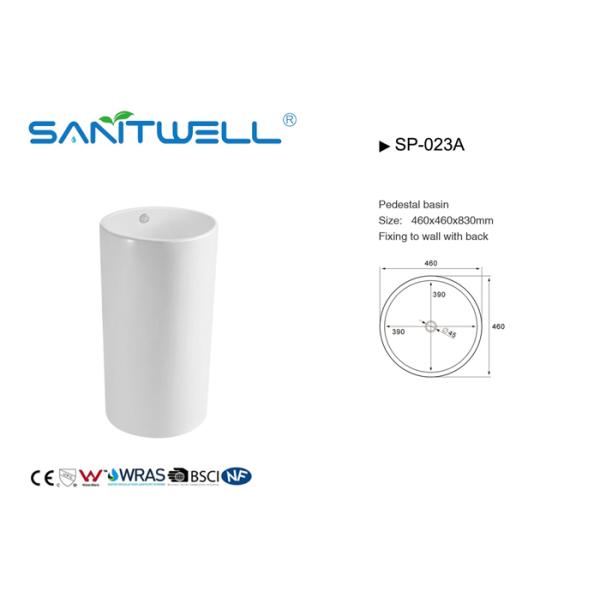Standard Size Floor Standing Hand Wash Basin With Pedestal Solid Surface 460 * 460 * 830mm