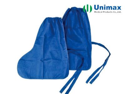 Blue White Long Type SMS Disposable Knee High Boot Covers With Two Ties