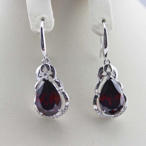 925 Silver  Pear Shaped Yellow Citrine Cubic Zirconia Dangle Drop Earrings(PSJ04034)