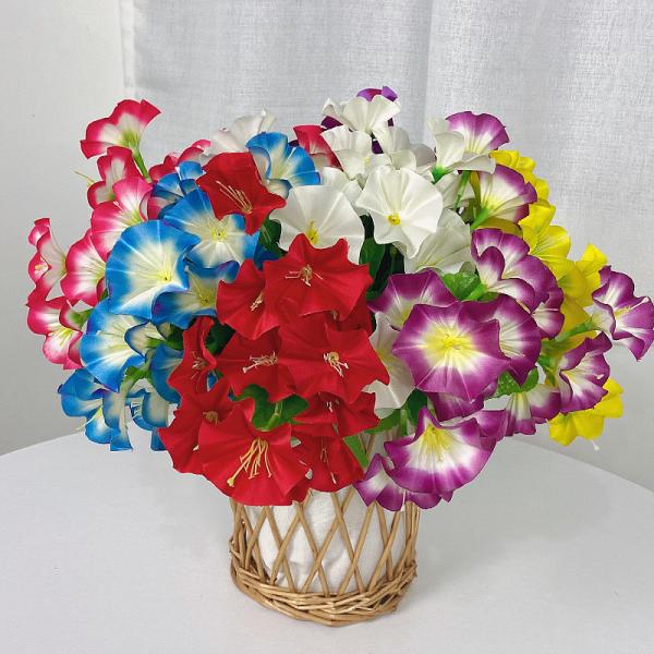 Simulated morning glory, trumpet flower, fake flower, bundle morning glory, silk flower, engineering soft decoration, simulated flower, cross-border artificial flower