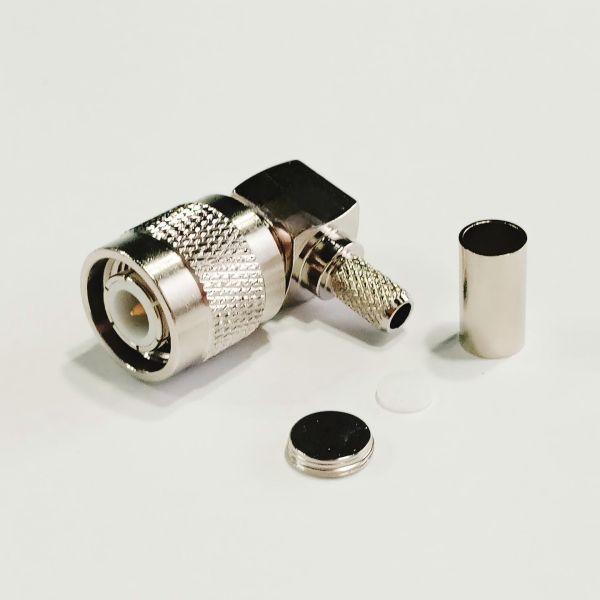 Nickel Plated Brass TNC Male Connector 50 Ohm Right Angle RF Coaxial Connector for RG58 Cable