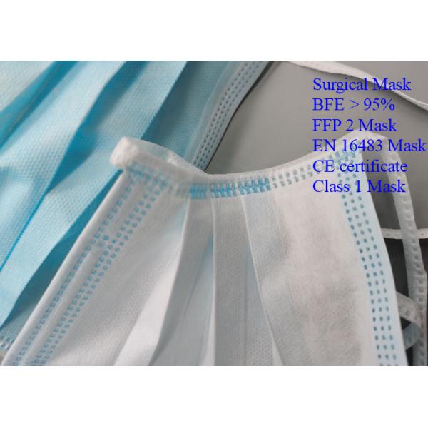 Blue White Medical Mask Anti Coronavirus Meltblown Filtration Middle Layer