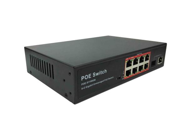 POE-S1108GB(8GE+1GE+1GE SFP)_8 Port Gigabit IEEE802.3af/at PoE Switch with 150W Built-in power supply (Newly Developed)