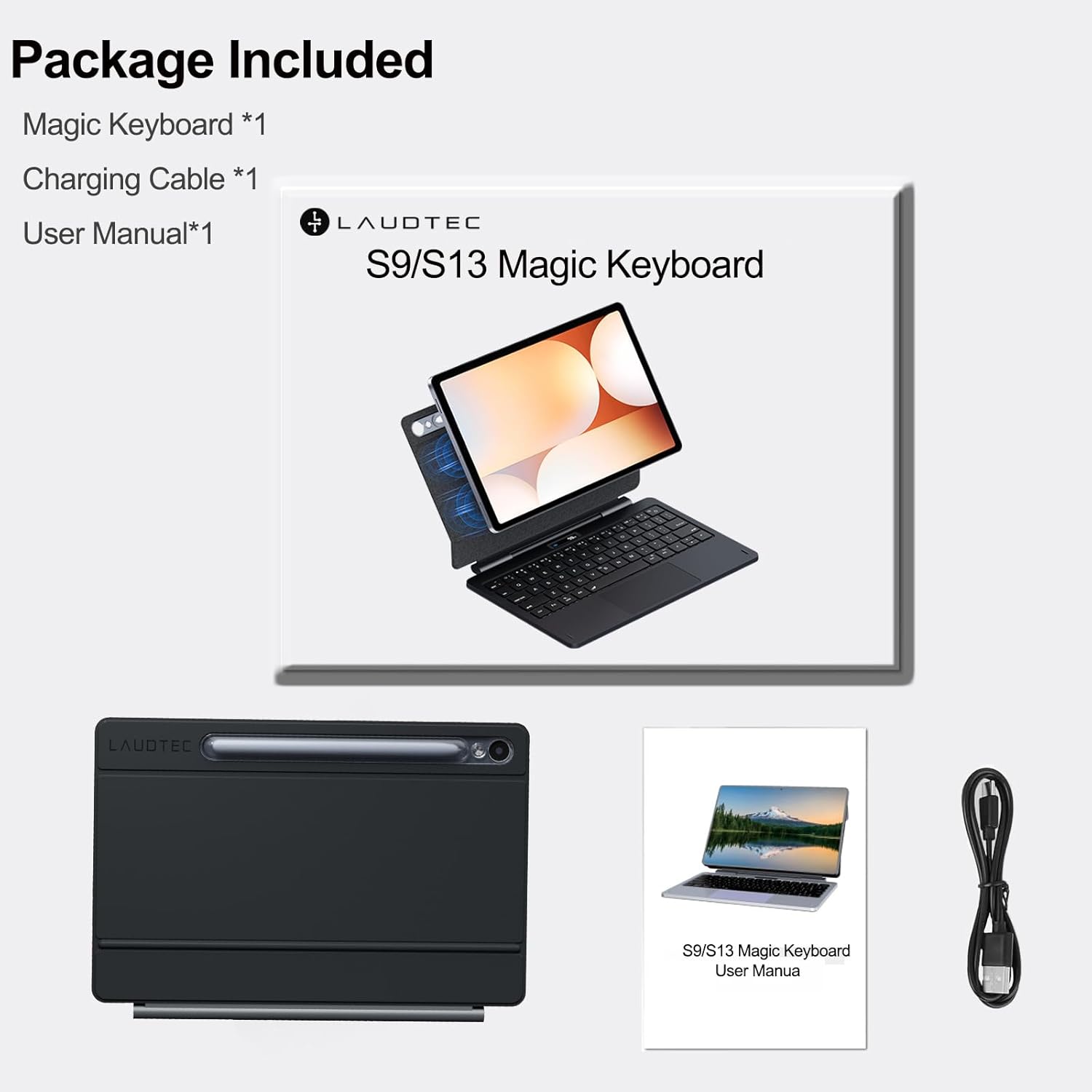 Scissor Key Magnetic Keyboard for Galaxy Tab S11 FE 13.1''7Color Backlit Trackpad Slim Folio with S Pen Garage ODM/OEM Support