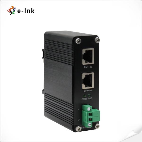 Industrial 10/100/1000Mbps 802.3at PoE+ Splitter Output Voltage 5VDC with Distance up to 100 meters
