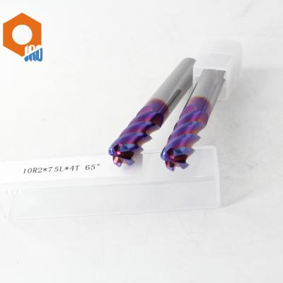 10R2*75L Hardened Steel 4 Flute Milling Cutter HRC65 Flat End Mill Bits