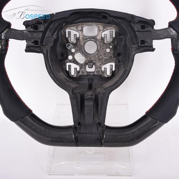 Smooth Leather Porsche Carbon Fiber Steering Wheel 3K 6K 12K Weave