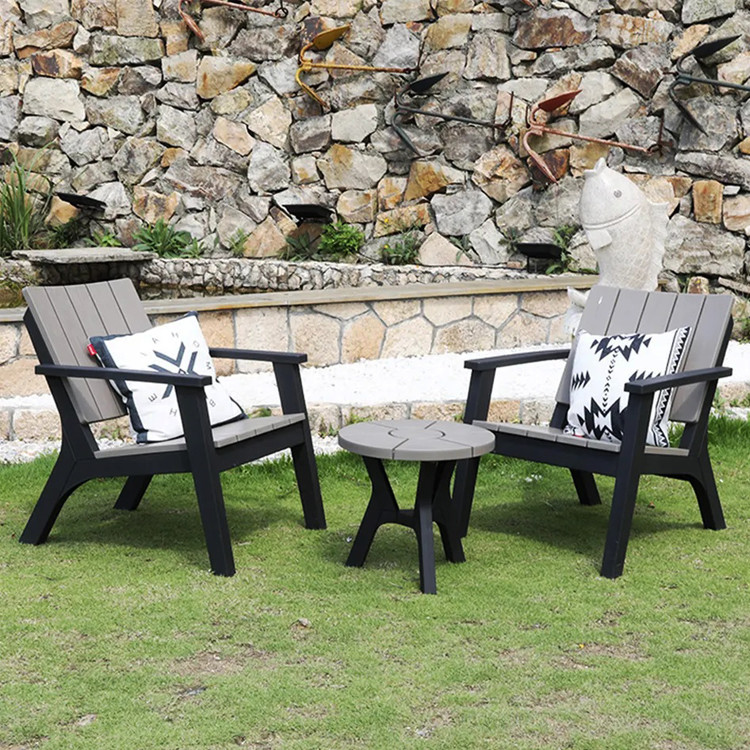Plastic Wood Table and Chair Set for Nordic Outdoor Patio Garden Balcony Cafe Restaurant