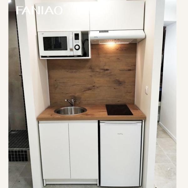 Cozinha sob medida com armário Mini Hotel Apartamento Cozinha Modular Melamina Armários de cozinha