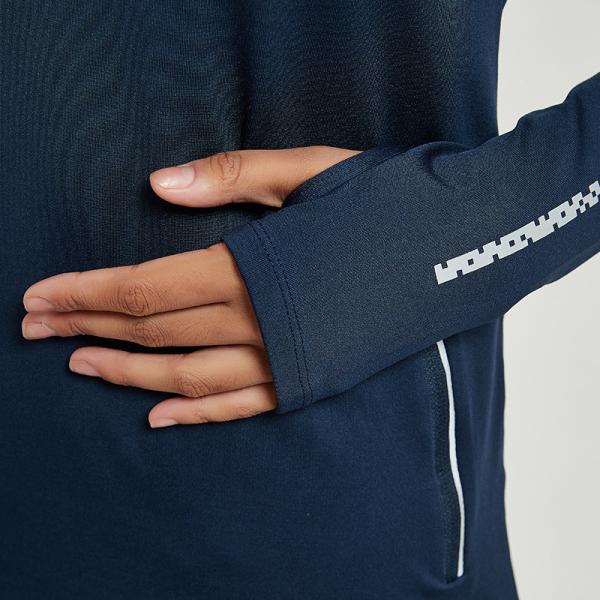 Hoodie respirável seco rápido da ioga com o pulôver de ciclagem do peso leve do furo do polegar