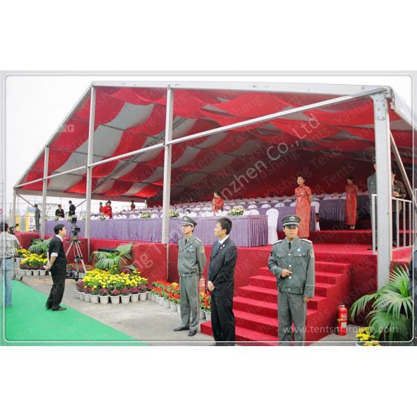 850gsm PVC Fabric Outdoor Event Tent 20M Wide With Red Roof Lining Decoration