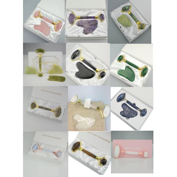 Камень Guasha кварца ролика стороны нефрита двойного обруча изготовленный на заказ