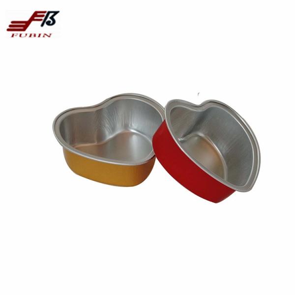 Thick Colored Heart Shape Aluminium Foil Baking Tray With Plastic Lid