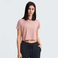 Partes superiores apropriadas da colheita da ioga das mulheres curtos fracas de secagem rápidas da camisa da luva T