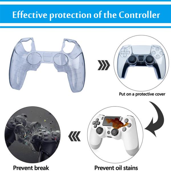 Clear Controller With Thumb Cover Shell For PS5 Controller HOXC Game Cover Device Grip PS5 Silicone Protective High Quality Transparent PC Case