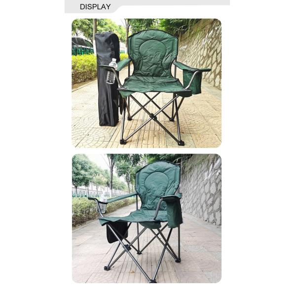Luxury Support Folding Camping Fishing Lawn Chair Hard Arm High Back With Cooler Bag