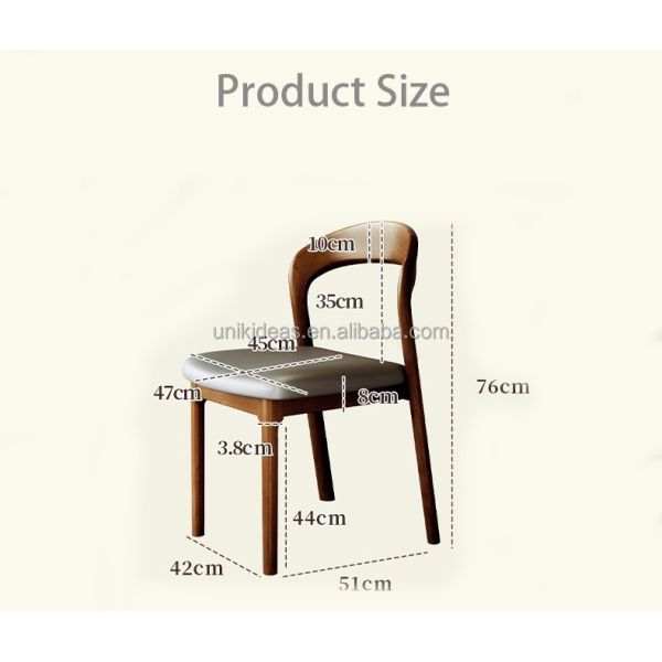 Luxury Nordic High Quality Solid Wood Dining Chair Upholstered Seat Commercial Restaurant Bar Dining Cafe Chair
