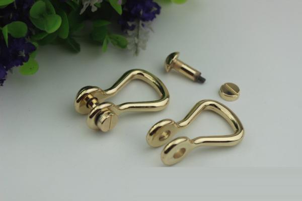 Factory manufacturing handbag light gold metal d ring strap buckle with nickel free