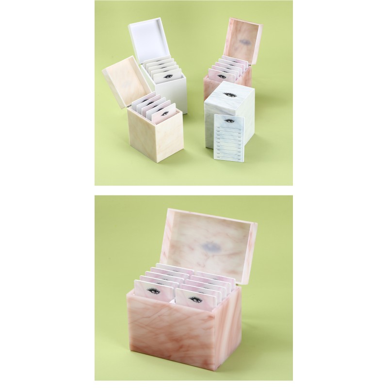 Factory Wholesale Acrylic Marble Eyelash Storage Box Grafting Dust-proof Flip-type Display Cosmetic Storage Box