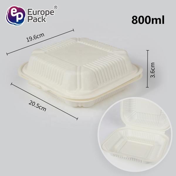 Microwave disposable lunch box corn strach fast food clamshell box 3 compartments fully biodegradable food container