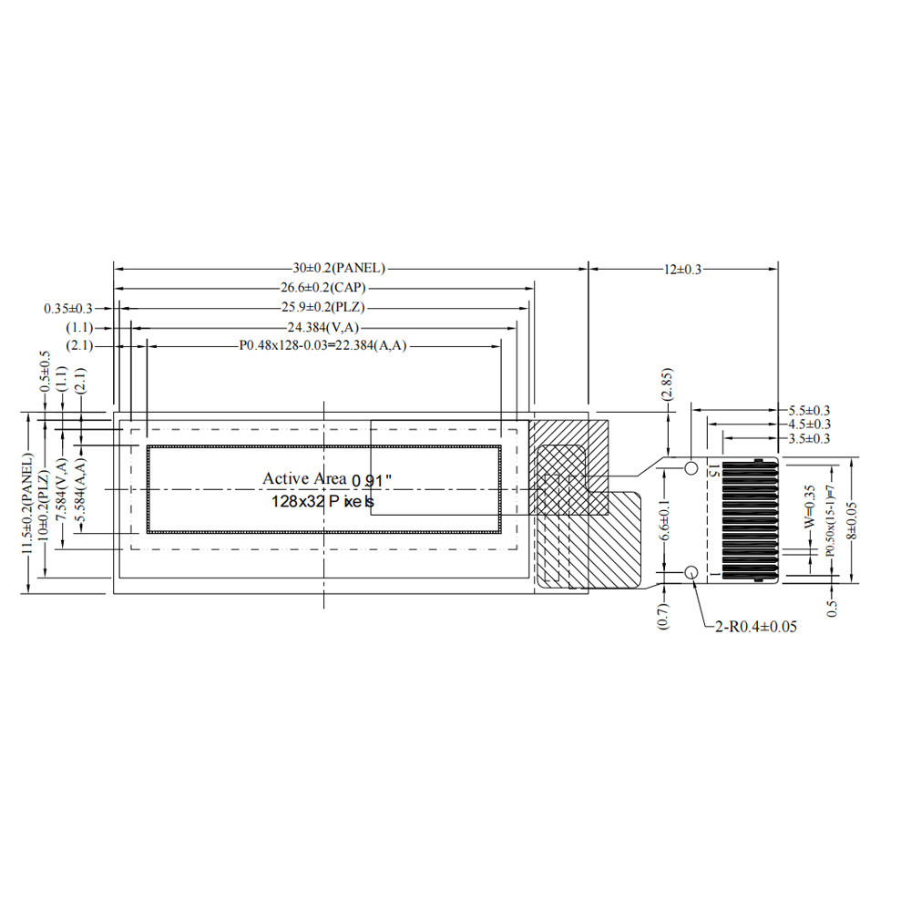 пикселы SSD1306 провода SPI 128x32 модуля 15pin 4 дисплея 0.91inch OLED