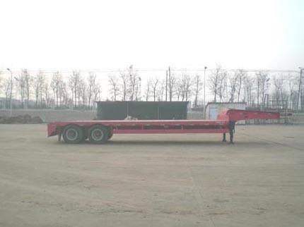 3 Axle Lowbed Semi Trailer , Low Flatbed Trailer With Air Suspension System