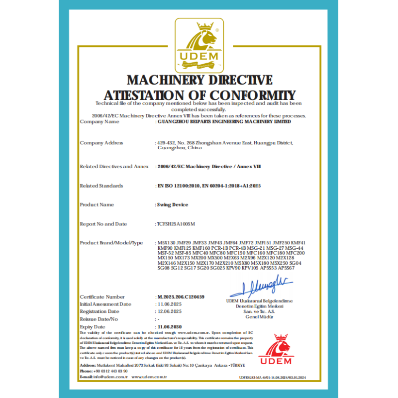 BELPARTS MACHINERY LIMITED Certifications