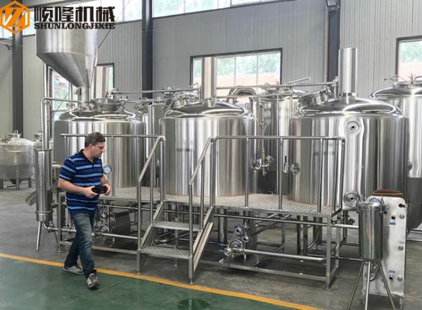 Three Vessels Brewhouse Equipment , 20HL Craft Brew House With Double Stage Cooling System