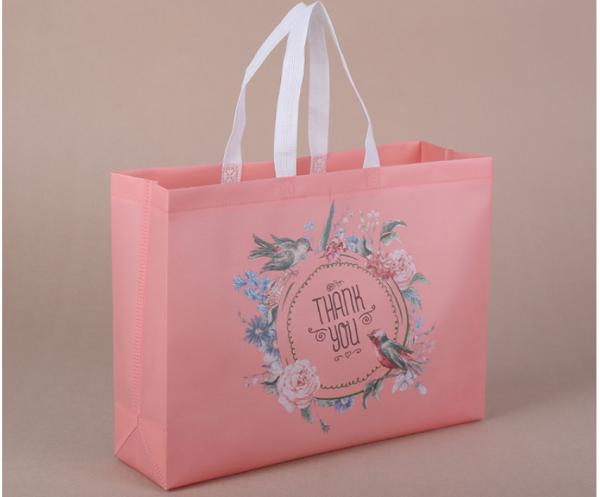 Color Printed Non Woven Tote Bags With Logo Customized , Non Woven Fabric Shopping Bags