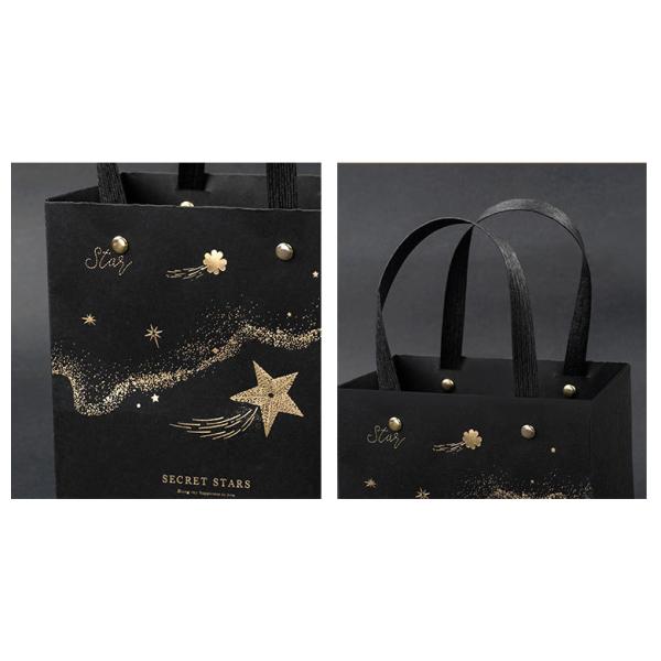 Black Stamping Star Shopping Bag Customized Logo Printed Tote Paper Gift Bags