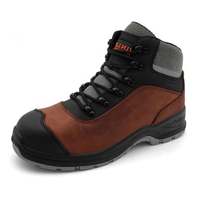 Chaussures en cuir Crazy Horse chaussures de sécurité haute coupe pour hommes