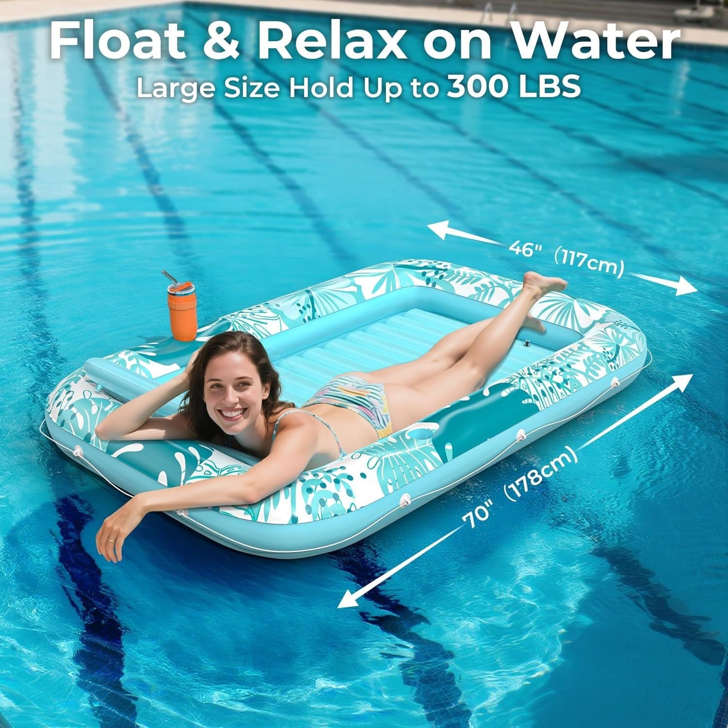 Customized Summer Inflatable Black Floating Bed Outdoor Swimming Pool Sunbathing Lounge Chair Courtyard Inflatable Floating Raft
