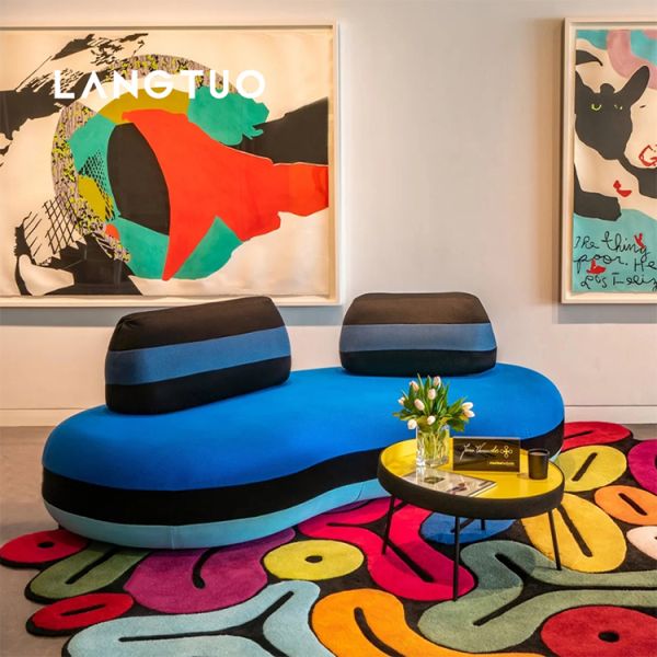 Modern Sectional Sofas Fabric Velvet Living Room Sofas Home Hotel Lobby Combination Modern Leisure Sofa Set
